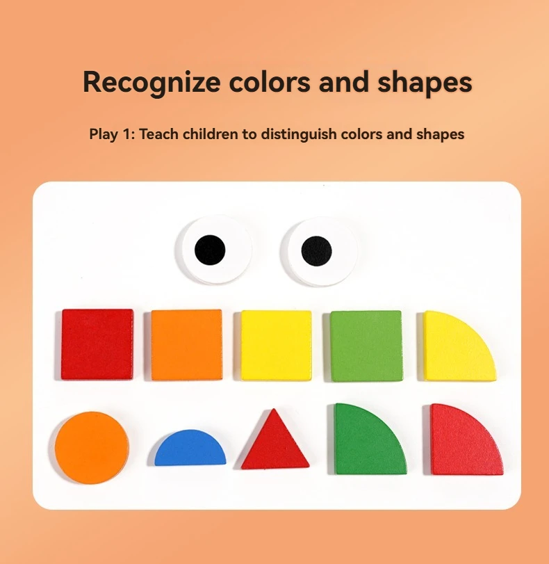 Wooden Montessori 120pcs PuzzleToys Mosaic Color Shapes Sensory Game Early Educational Toy Jigsaw Pattern Blocks for Toddler's