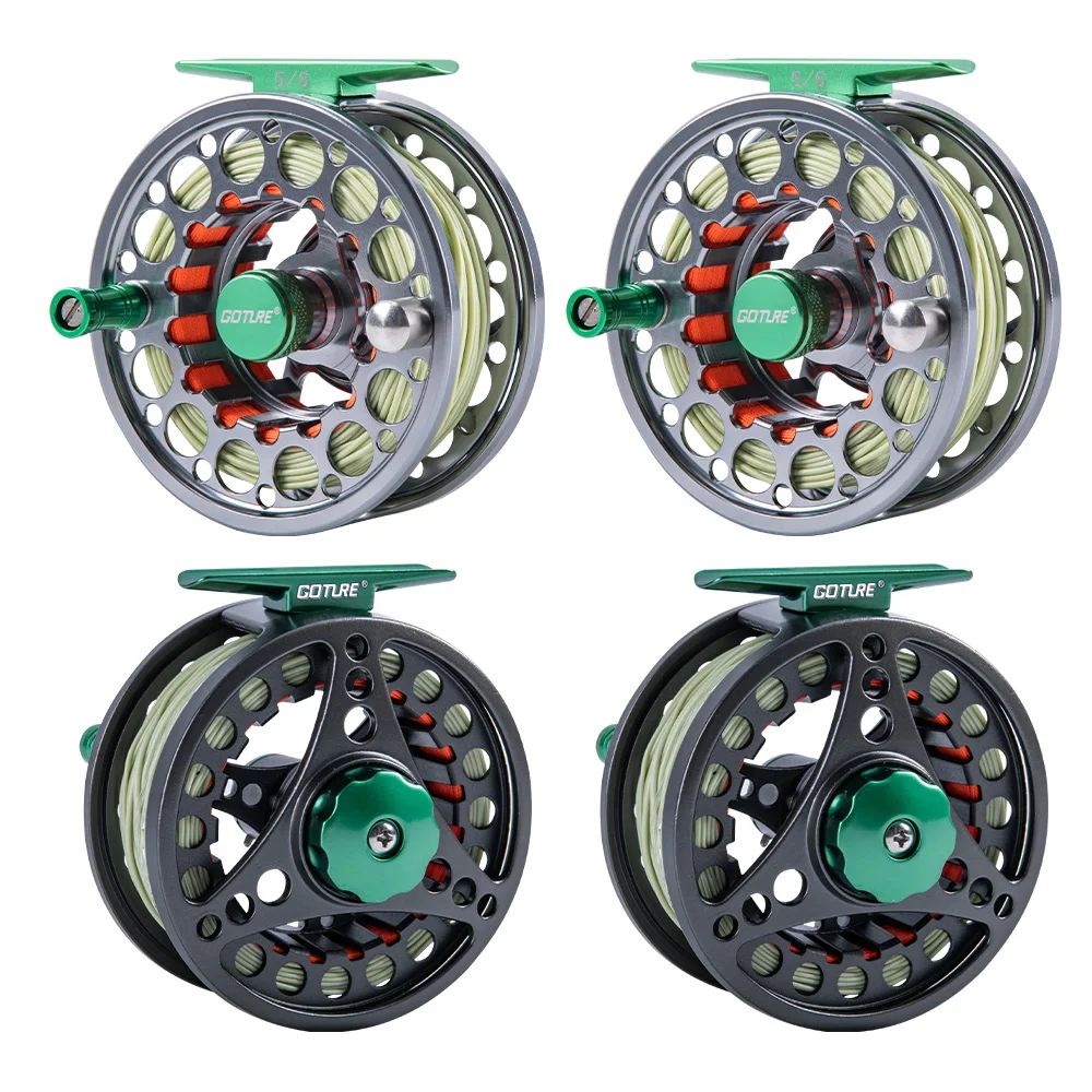 Goture CNC-Fly Fishing Reel with Main Line (WF5 WF6)Set High DIE-CAST Aluminium Alloy 5/6 Fly Wheel Outdoor Fishing Accessories