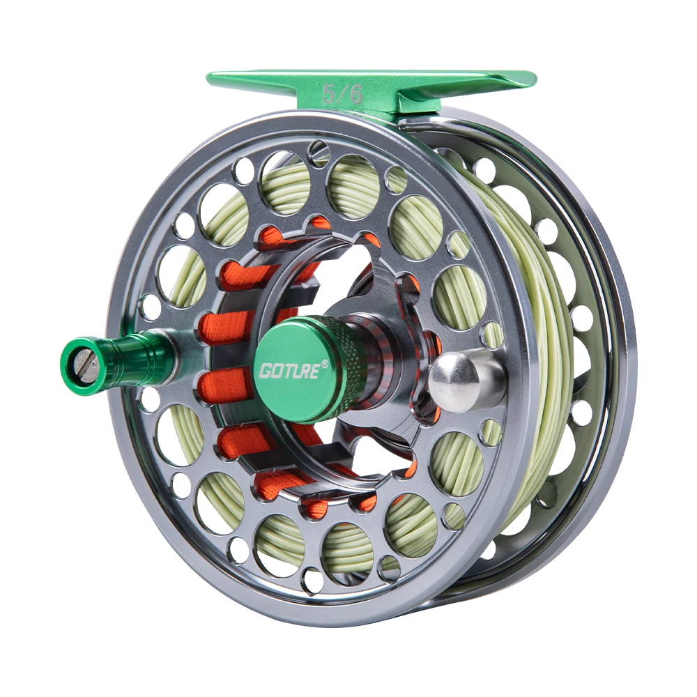 Goture CNC-Fly Fishing Reel with Main Line (WF5 WF6)Set High DIE-CAST Aluminium Alloy 5/6 Fly Wheel Outdoor Fishing Accessories