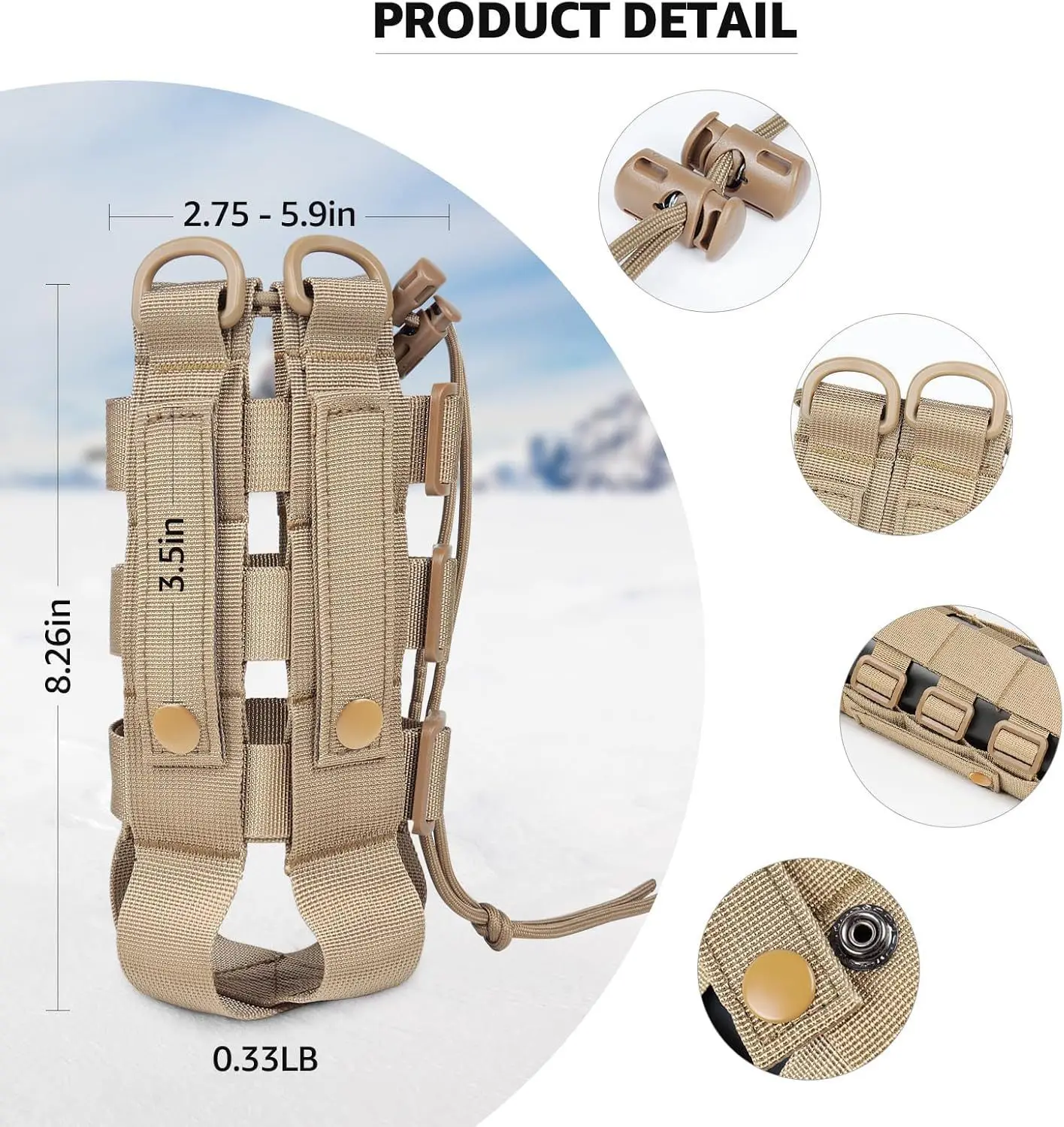 Adjustable Multifunctional Tactical Water Bottle Holder Outdoor Travel Portable Waist Bag for Sports Military Fan MOLLE