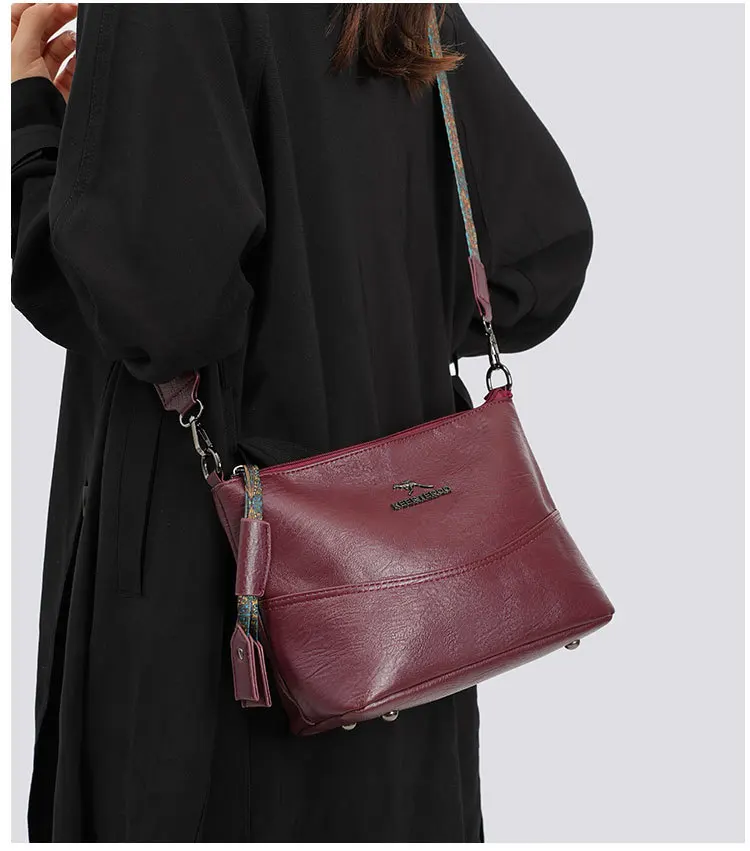 Luxury Brand Women PU Leather Messenger Bag Large Capacity Single Shoulder Crossbody Bag Soft Leather Handbag Fashion Female Gif