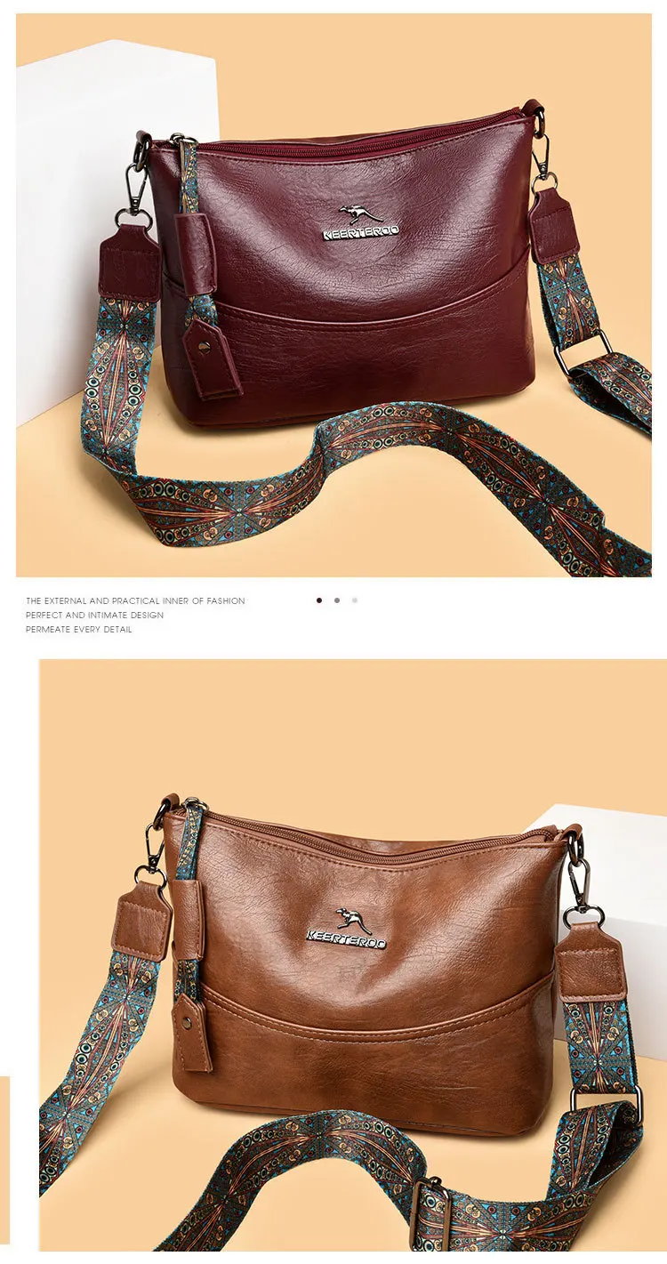 Luxury Brand Women PU Leather Messenger Bag Large Capacity Single Shoulder Crossbody Bag Soft Leather Handbag Fashion Female Gif