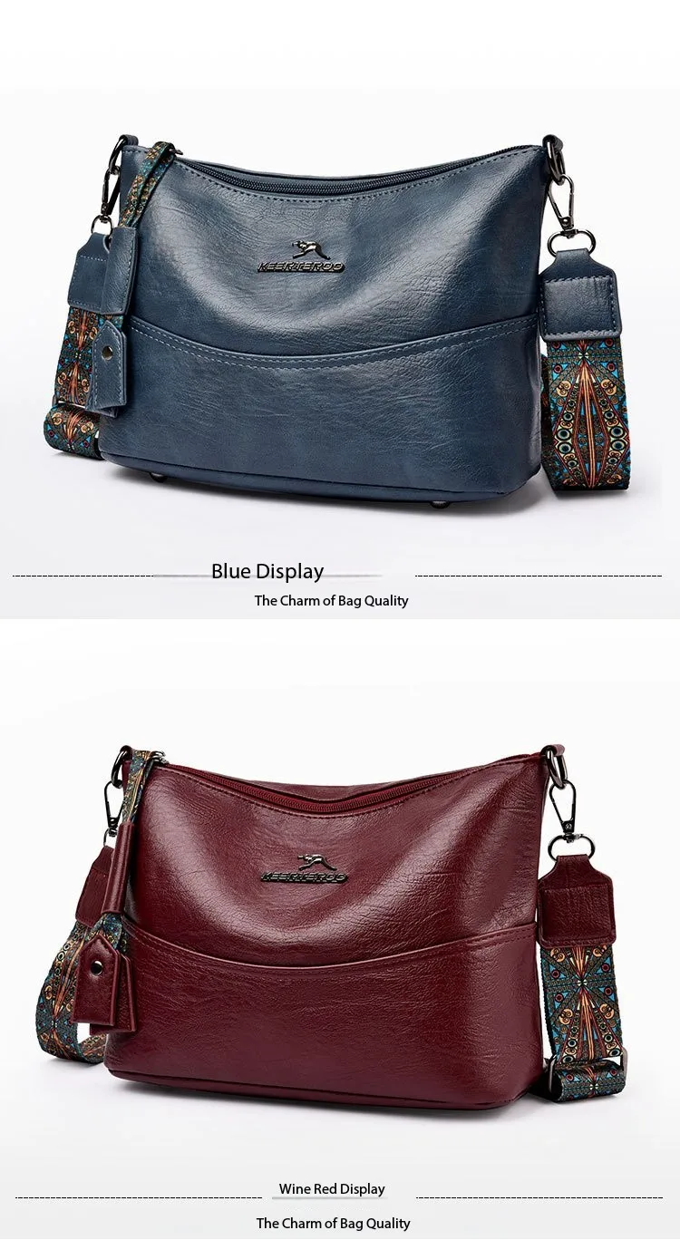 Luxury Brand Women PU Leather Messenger Bag Large Capacity Single Shoulder Crossbody Bag Soft Leather Handbag Fashion Female Gif