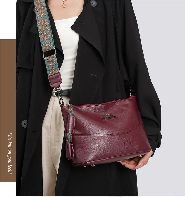 Luxury Brand Women PU Leather Messenger Bag Large Capacity Single Shoulder Crossbody Bag Soft Leather Handbag Fashion Female Gif