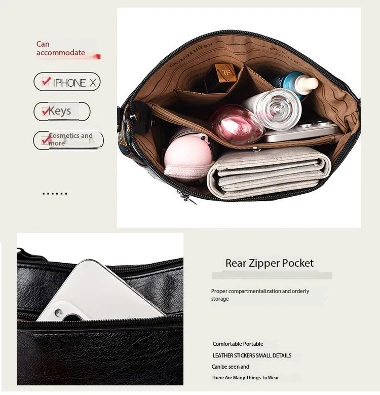 Luxury Brand Women PU Leather Messenger Bag Large Capacity Single Shoulder Crossbody Bag Soft Leather Handbag Fashion Female Gif