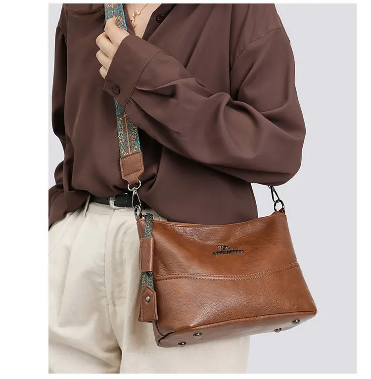 Luxury Brand Women PU Leather Messenger Bag Large Capacity Single Shoulder Crossbody Bag Soft Leather Handbag Fashion Female Gif