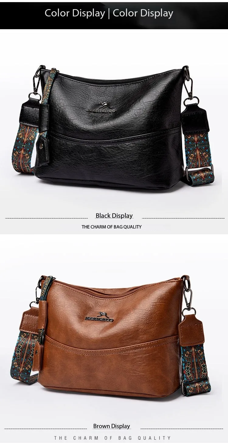 Luxury Brand Women PU Leather Messenger Bag Large Capacity Single Shoulder Crossbody Bag Soft Leather Handbag Fashion Female Gif