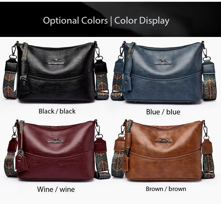 Luxury Brand Women PU Leather Messenger Bag Large Capacity Single Shoulder Crossbody Bag Soft Leather Handbag Fashion Female Gif