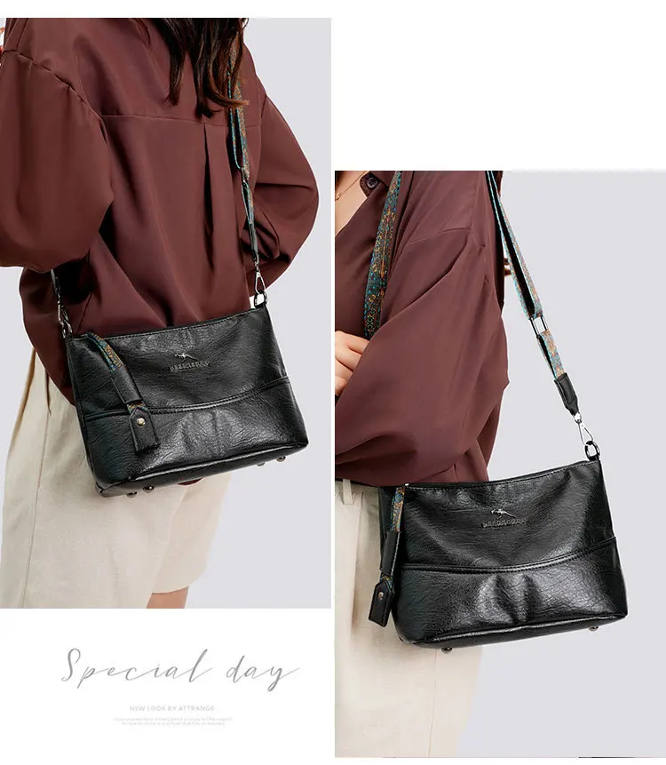 Luxury Brand Women PU Leather Messenger Bag Large Capacity Single Shoulder Crossbody Bag Soft Leather Handbag Fashion Female Gif
