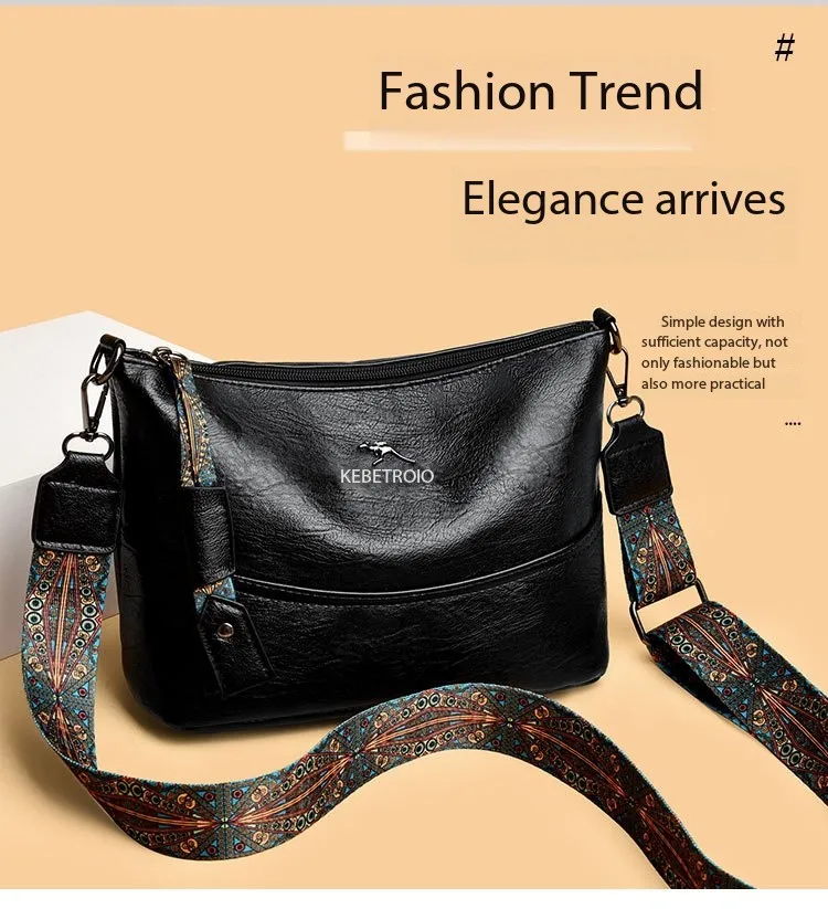Luxury Brand Women PU Leather Messenger Bag Large Capacity Single Shoulder Crossbody Bag Soft Leather Handbag Fashion Female Gif
