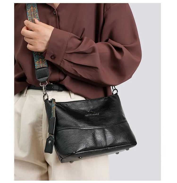 Luxury Brand Women PU Leather Messenger Bag Large Capacity Single Shoulder Crossbody Bag Soft Leather Handbag Fashion Female Gif