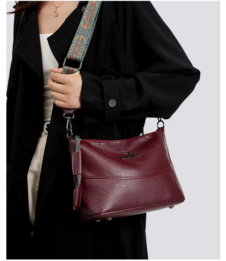 Luxury Brand Women PU Leather Messenger Bag Large Capacity Single Shoulder Crossbody Bag Soft Leather Handbag Fashion Female Gif