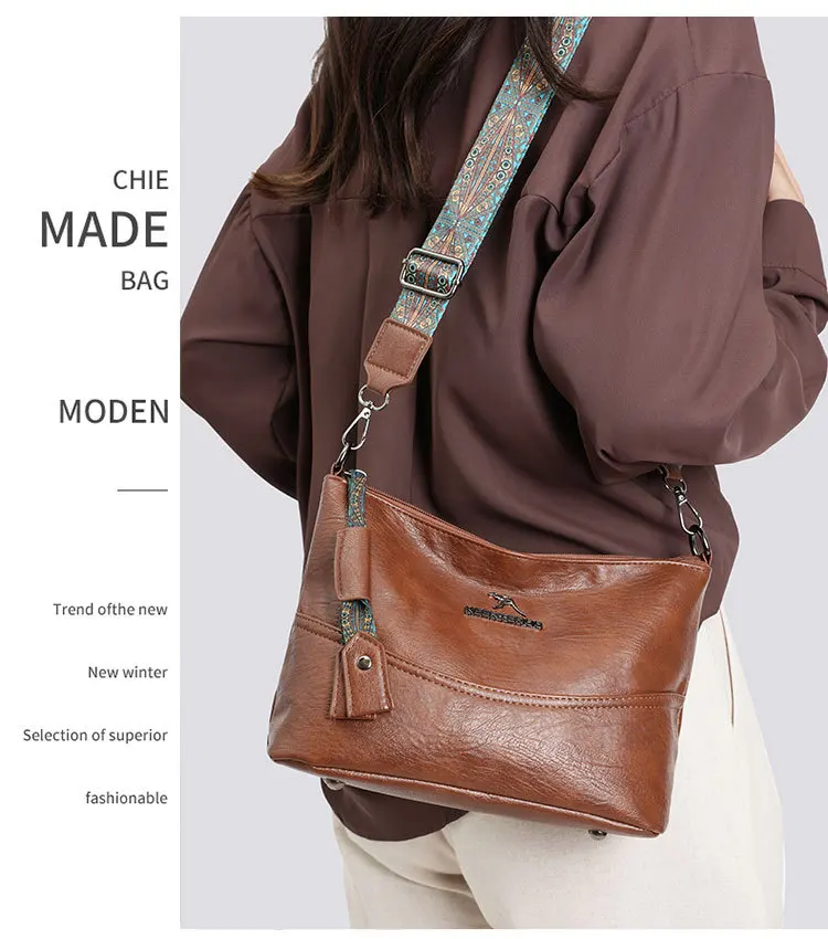 Luxury Brand Women PU Leather Messenger Bag Large Capacity Single Shoulder Crossbody Bag Soft Leather Handbag Fashion Female Gif