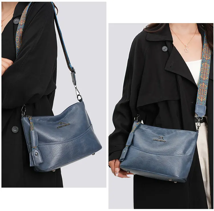 Luxury Brand Women PU Leather Messenger Bag Large Capacity Single Shoulder Crossbody Bag Soft Leather Handbag Fashion Female Gif