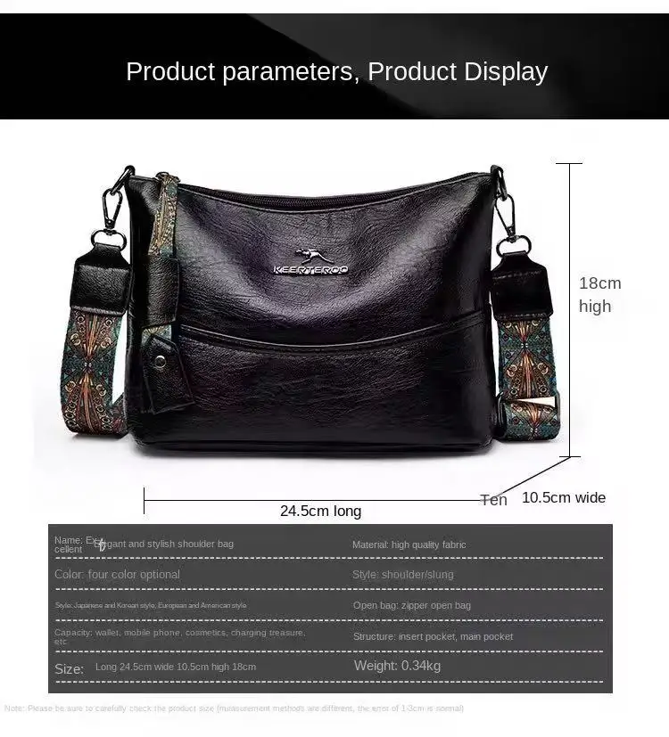 Luxury Brand Women PU Leather Messenger Bag Large Capacity Single Shoulder Crossbody Bag Soft Leather Handbag Fashion Female Gif
