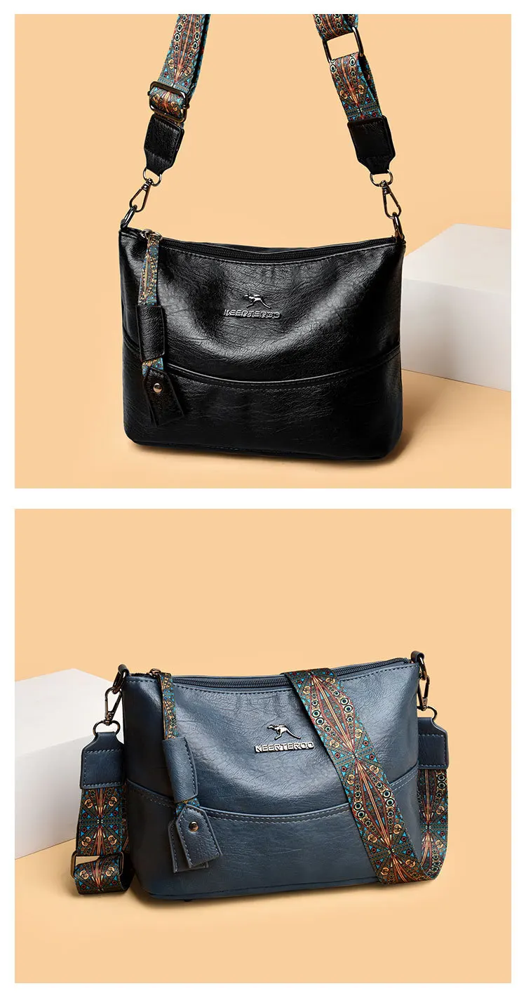 Luxury Brand Women PU Leather Messenger Bag Large Capacity Single Shoulder Crossbody Bag Soft Leather Handbag Fashion Female Gif
