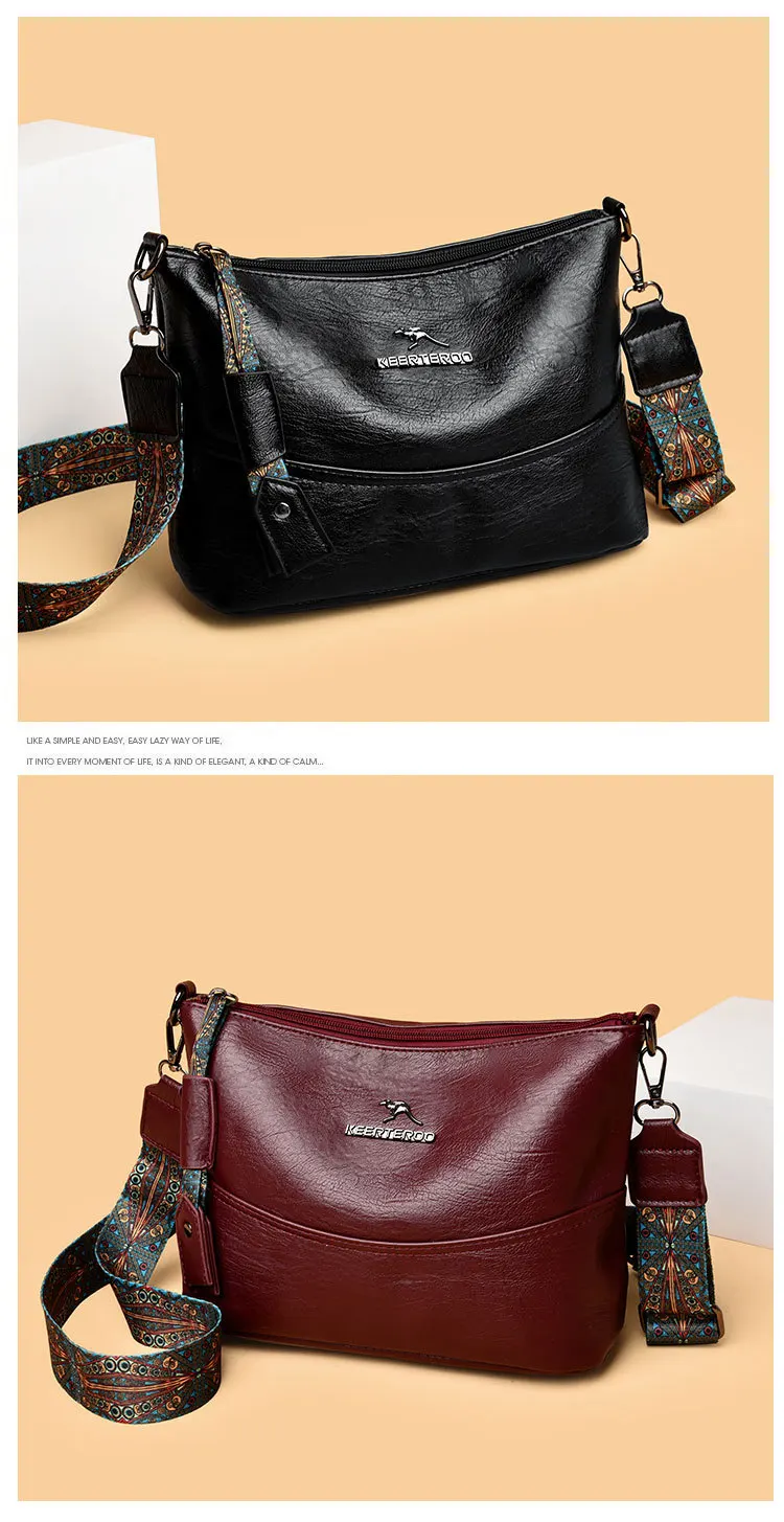 Luxury Brand Women PU Leather Messenger Bag Large Capacity Single Shoulder Crossbody Bag Soft Leather Handbag Fashion Female Gif
