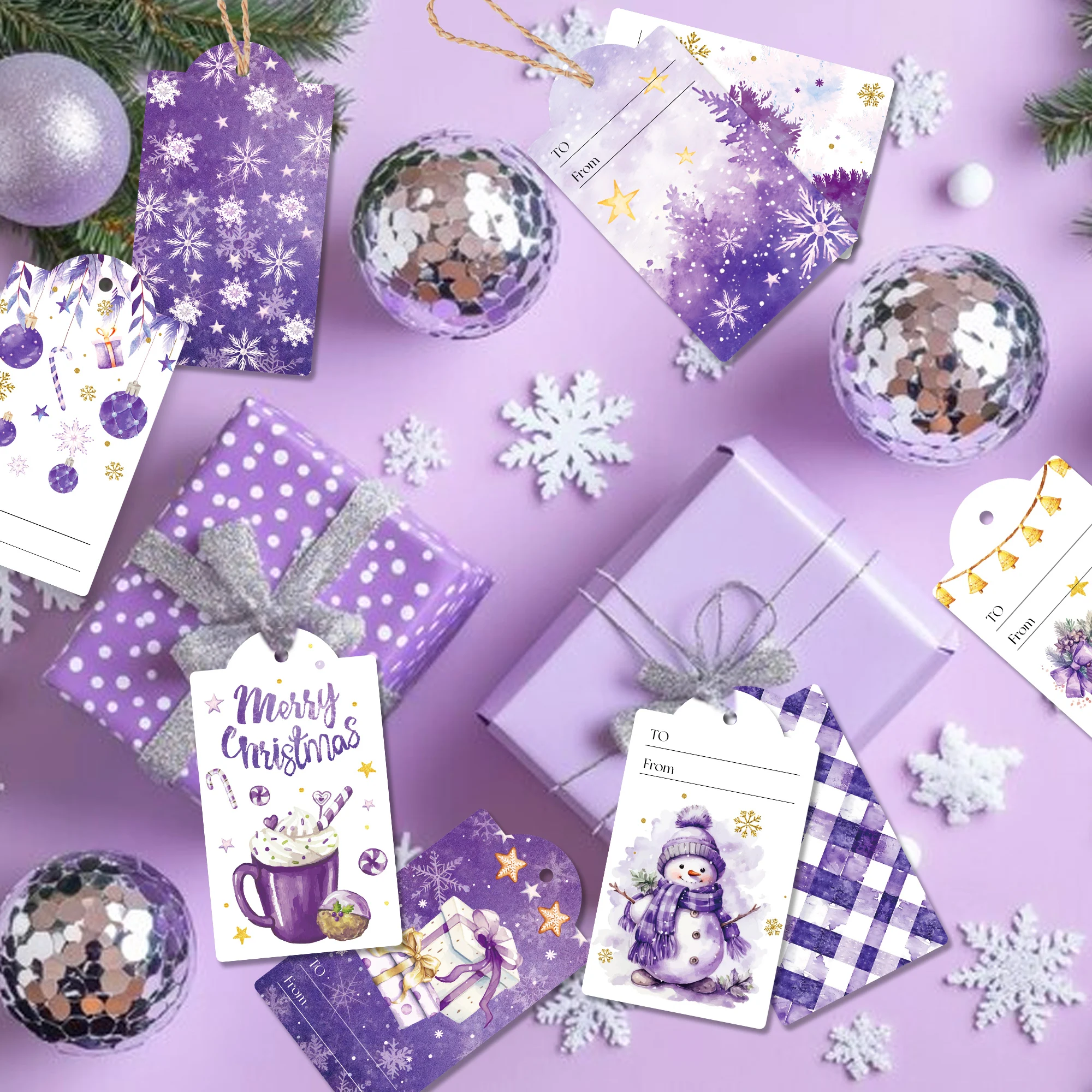 60pcs Christmas Santa Claus Paper Tag with String Nutcracker Gift Packaging Label Box Decoration Card For Xmas Party Supplies