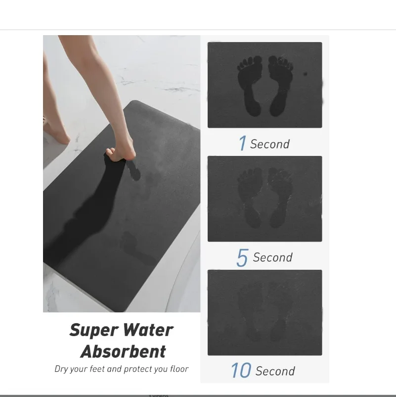 VIKAMA Modern Minimalist L-Shaped Rug Non-Slip Quick-Dry Bathroom Mat Toilet Floor Mat Kitchen & Laundry Area Rug Home Decor