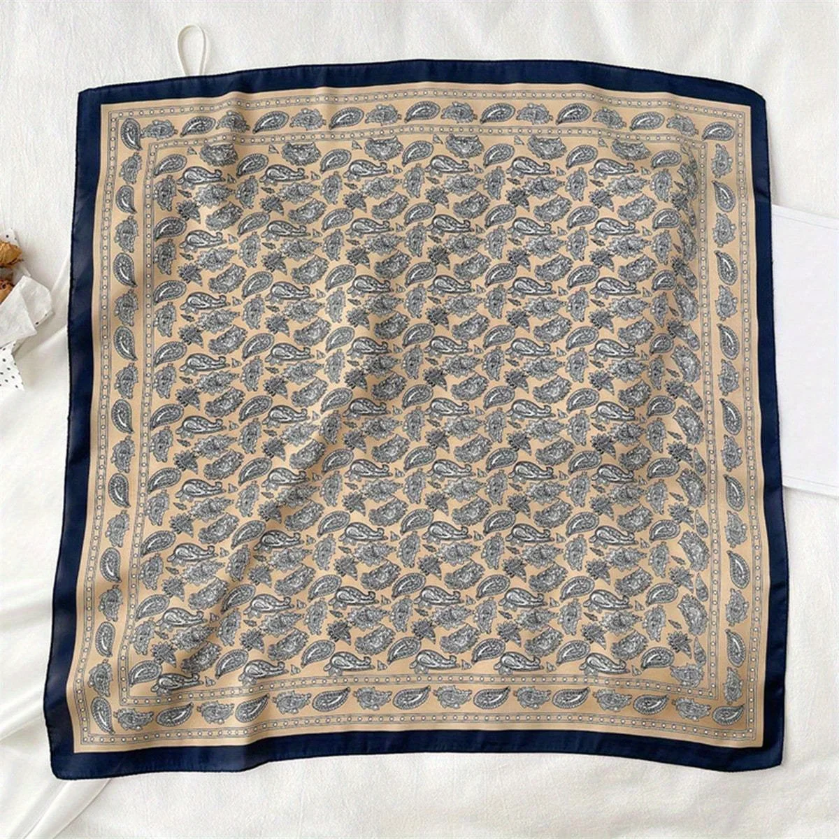 1 men's paisley print imitation silk wide-brimmed headscarf, men's scarf, suitable for casual occasions, outdoor activities,