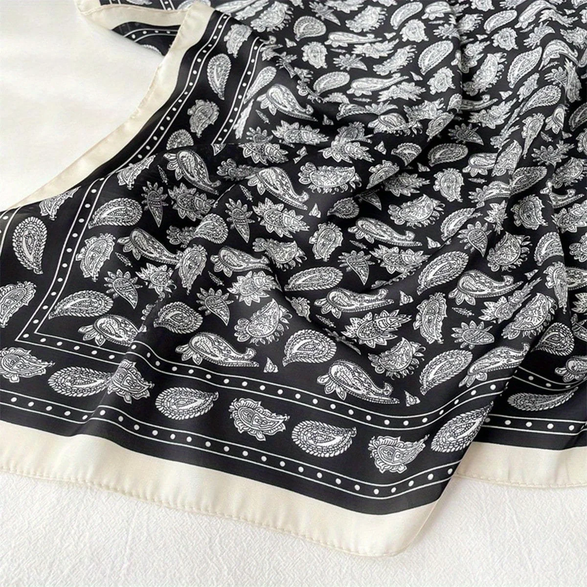 1 men's paisley print imitation silk wide-brimmed headscarf, men's scarf, suitable for casual occasions, outdoor activities,