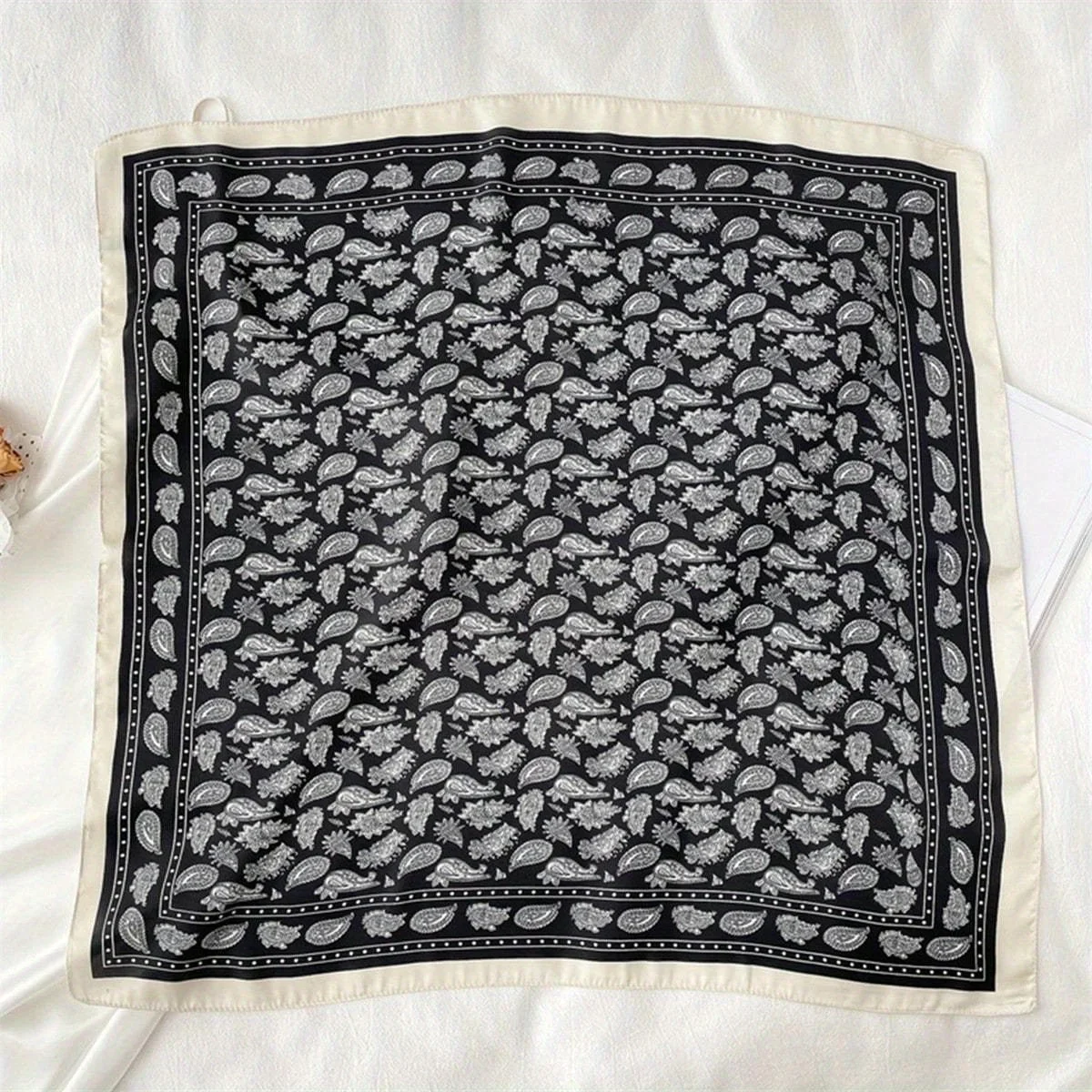 1 men's paisley print imitation silk wide-brimmed headscarf, men's scarf, suitable for casual occasions, outdoor activities,