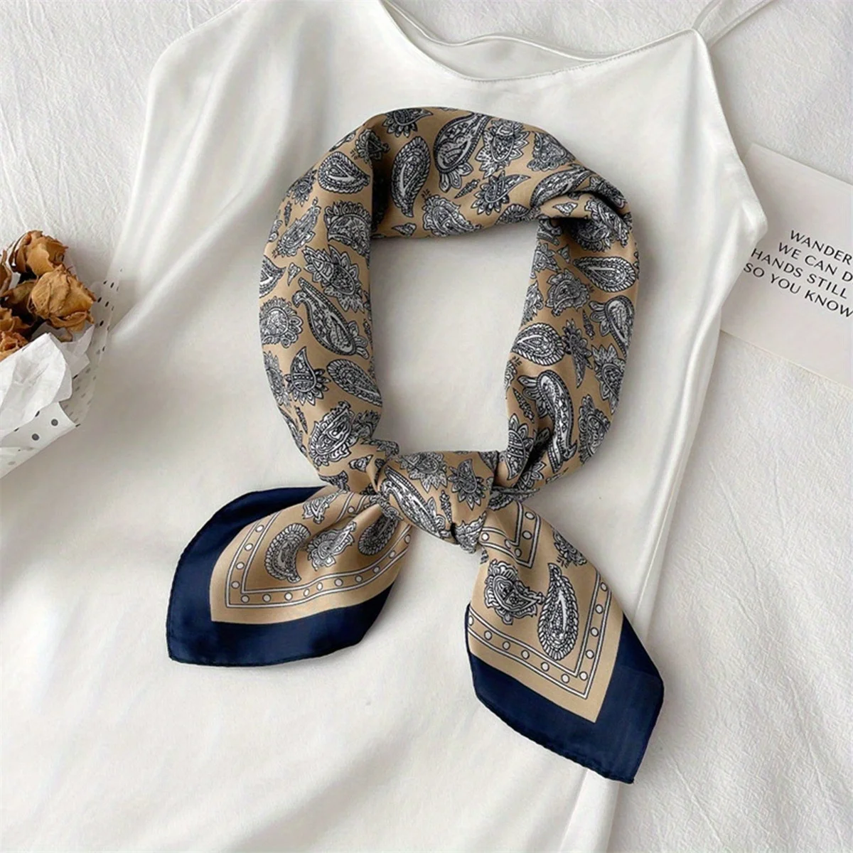 1 men's paisley print imitation silk wide-brimmed headscarf, men's scarf, suitable for casual occasions, outdoor activities,