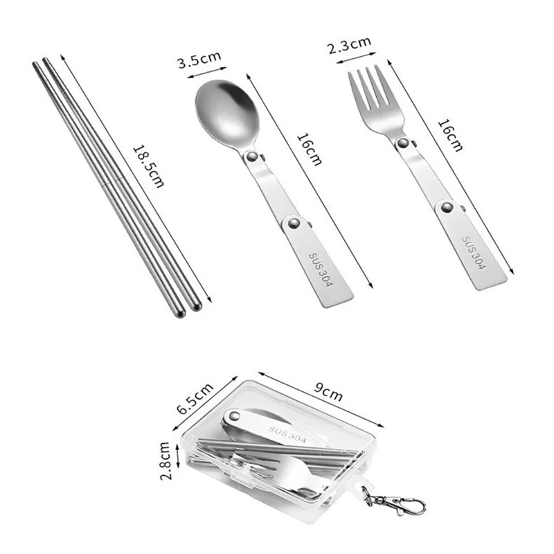 New 1Pc/3Pcs Portable Outdoor Cutleries Stainless Steel Spoon Fork Chopstick For Camping Travel School Use Folding Tablewares