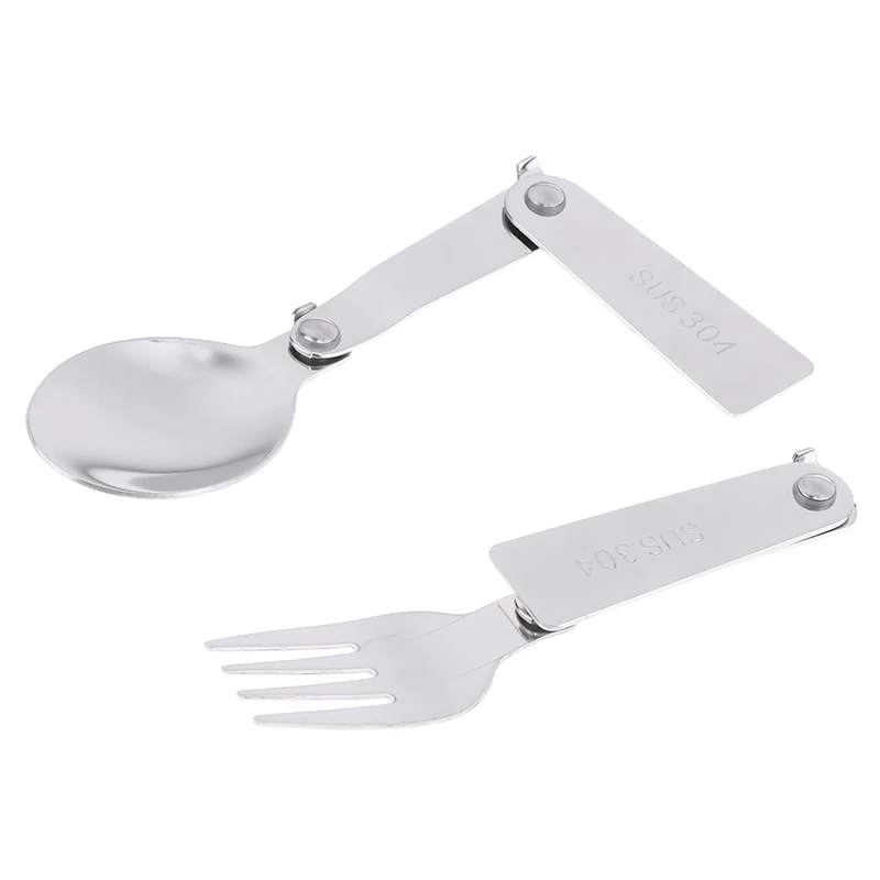 New 1Pc/3Pcs Portable Outdoor Cutleries Stainless Steel Spoon Fork Chopstick For Camping Travel School Use Folding Tablewares