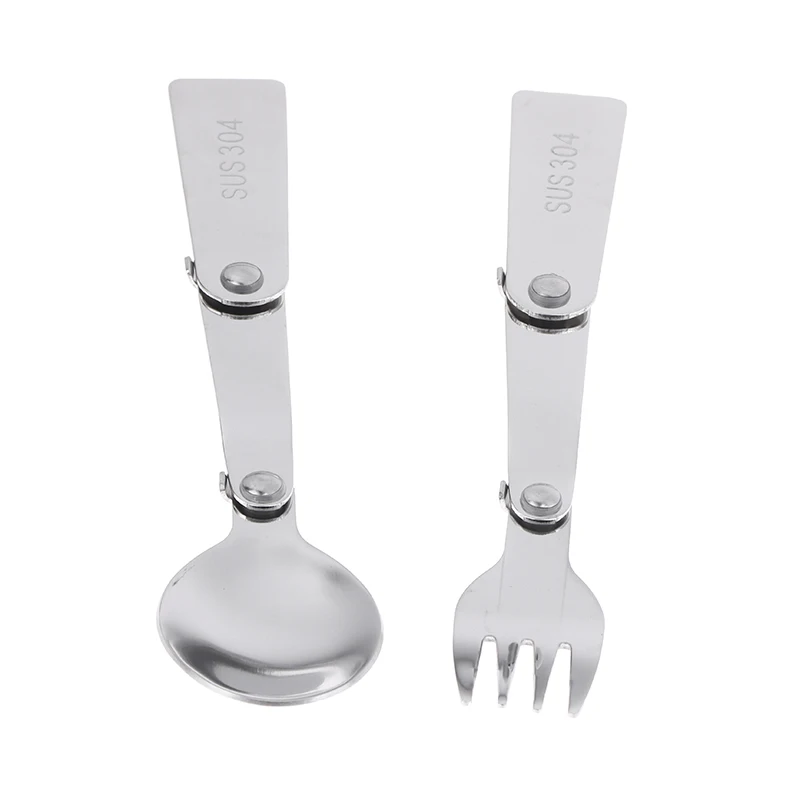 New 1Pc/3Pcs Portable Outdoor Cutleries Stainless Steel Spoon Fork Chopstick For Camping Travel School Use Folding Tablewares