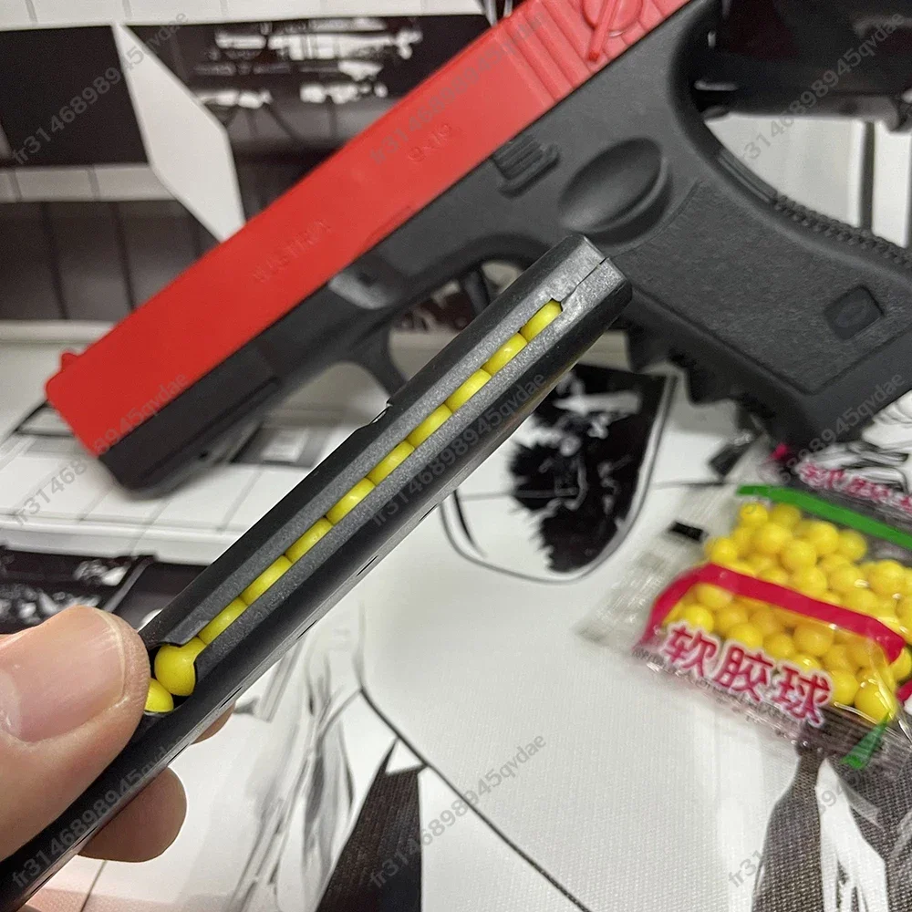 Airsoft Pistol Soft Bullet Manual G17 Toy Gun Lower Magazine with Laser Outdoor Sports CS Game Weapon for Children Adults Gift