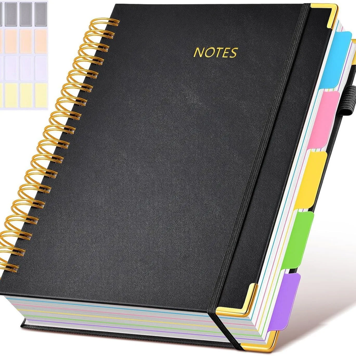 Extra Large Hardcover Spiral Notebook - with Removable Dividers & Tabs, 300 Pages Faux Leather Cover,For School,Office,Planner
