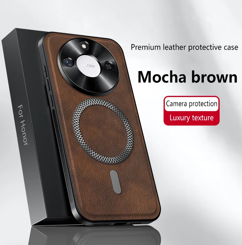Magnetic Case for Honor Magic 9 8 7 6 Lite 7 6 Pro Max Super Cover Leather Soft Shockproof Mag-safe Metal Camera Protector Shell