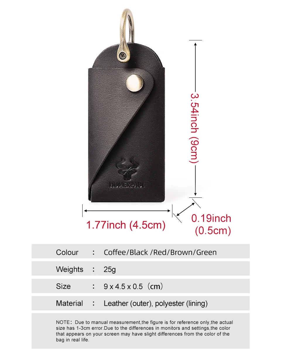 HUMERPAUL Crazy Horse Leather Keychain Men Women Key Organizer Pouch Top Quality Male Housekeeper Keys Storage Bag