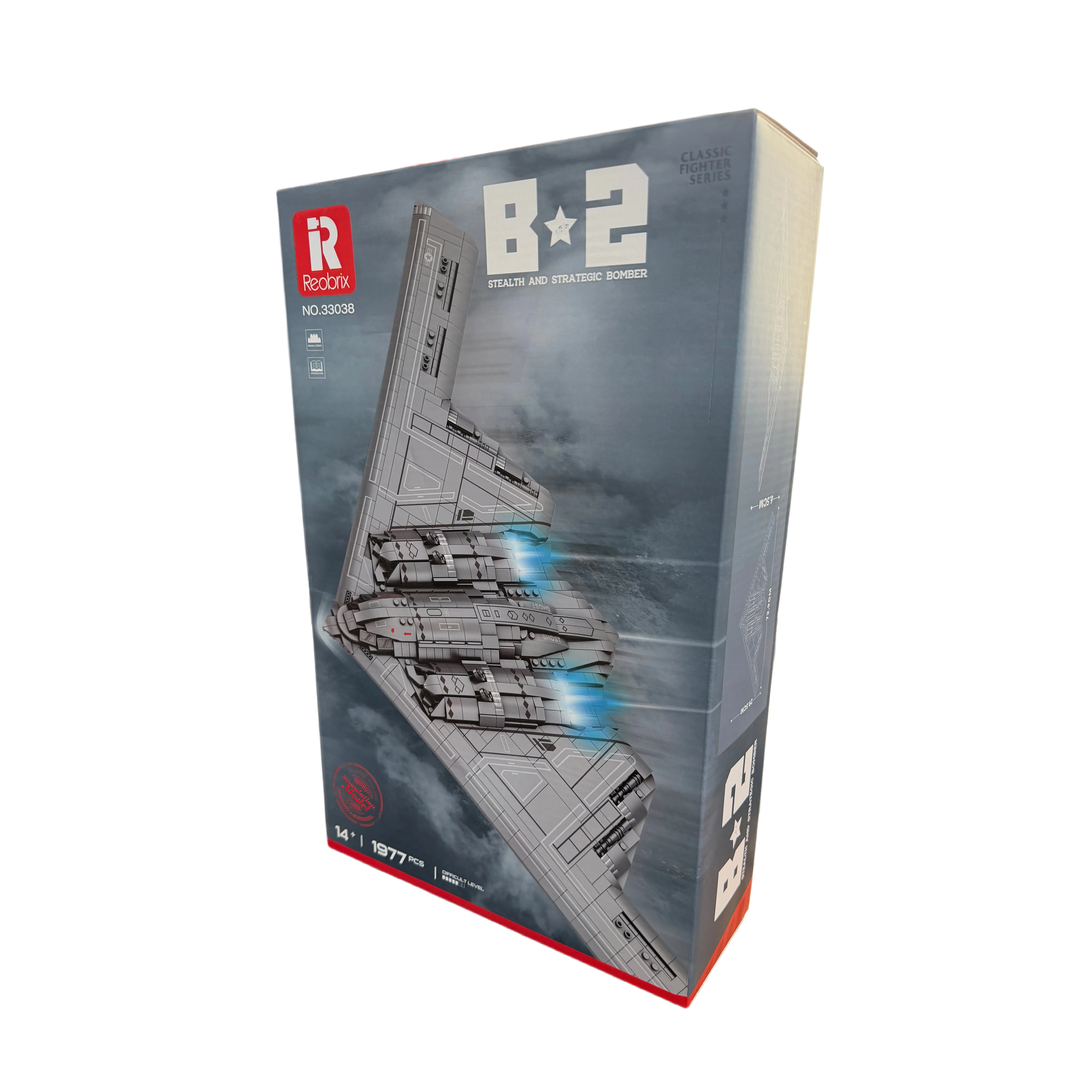 1977PCS B-2 Ghost Strategic Er Building Blocks Air Force Fighter Model Bricks Collection Desktop Display Kids DIY Toys Gifts