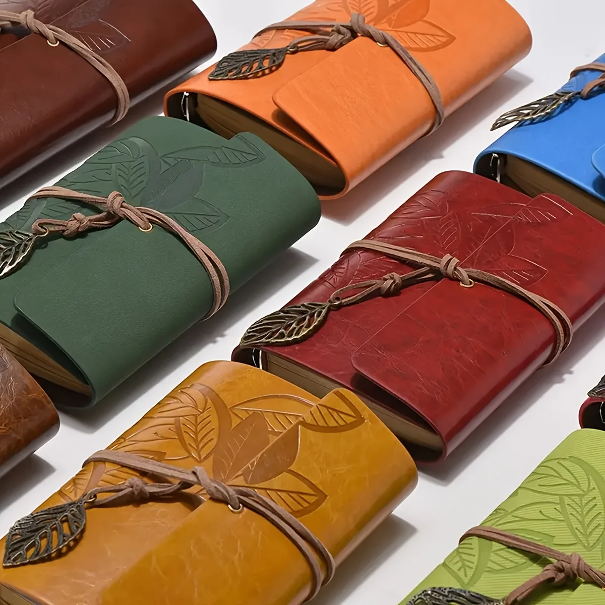 Vintage Leaf Hand Book Faux Leather Notebook - 75 Sheets Kraft Paper Leather Bound Daily Notepad for Lined Paper