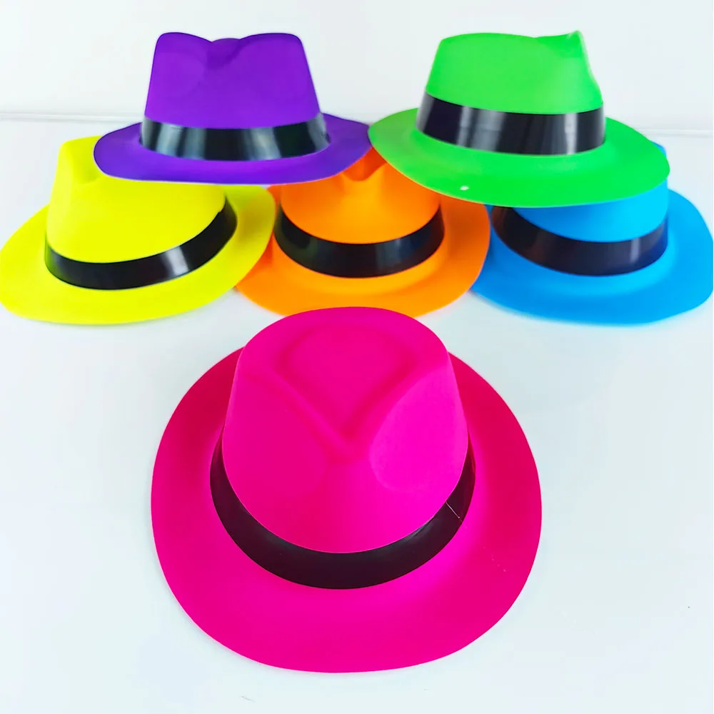 5/10/20/30/40/50Pcs Neon Plastic Party Hats UV Light Party Glow Hats Fluorescent Hat Kid Adults Birthday Music Party Decorations