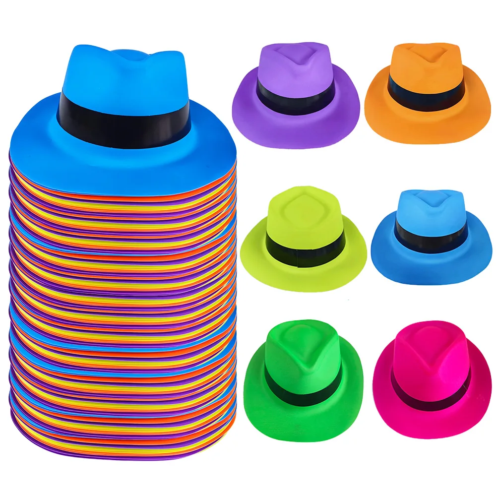 5/10/20/30/40/50Pcs Neon Plastic Party Hats UV Light Party Glow Hats Fluorescent Hat Kid Adults Birthday Music Party Decorations