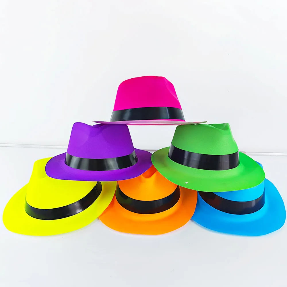 5/10/20/30/40/50Pcs Neon Plastic Party Hats UV Light Party Glow Hats Fluorescent Hat Kid Adults Birthday Music Party Decorations