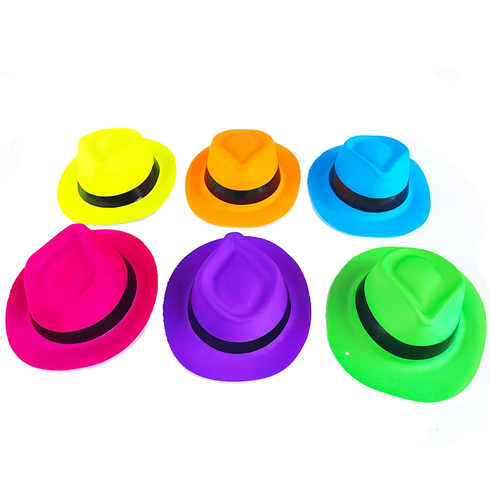 5/10/20/30/40/50Pcs Neon Plastic Party Hats UV Light Party Glow Hats Fluorescent Hat Kid Adults Birthday Music Party Decorations