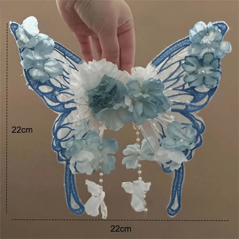 2pcs/set Ancient Style Fairy Tale Hairclips Elegant Styling Tassel Hairpin Extra Large Flower Silk Headwear For Women Girls