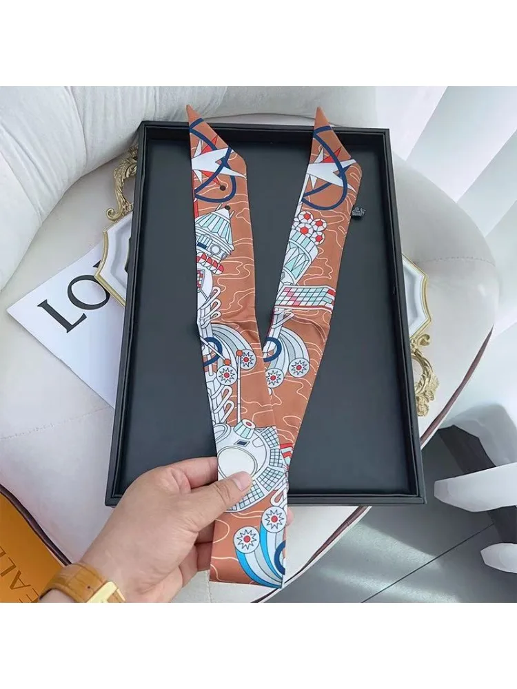 Korean Version of Versatile Women's Tied Bags Ribbons Headbands Decorative Long Streamers Small Scarves Silk Scarves Wholesale
