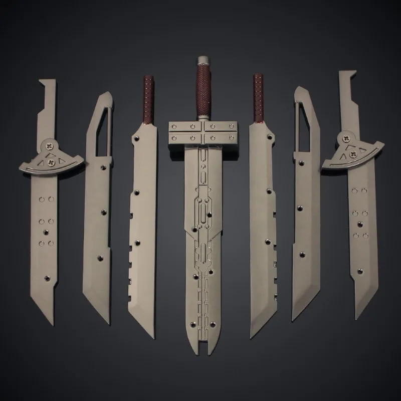 25cm 7pcs Final 3 Fantasy Cloud Buster Sword Alloy Model Metal Toy Holiday Box Game Peripheral Anime Manga Collection Gift Toy