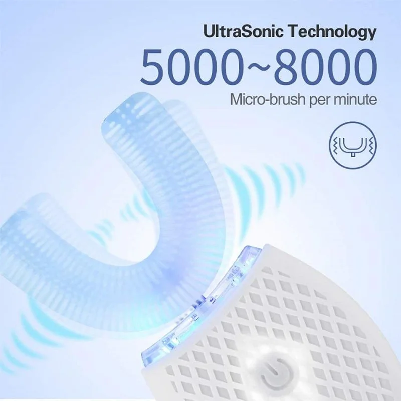 U Shaped Electric Toothbrush Sonic Oral Cleaner Soft Bristles Whitening Portable USB Rechargeable For Kids Adults Family Gift