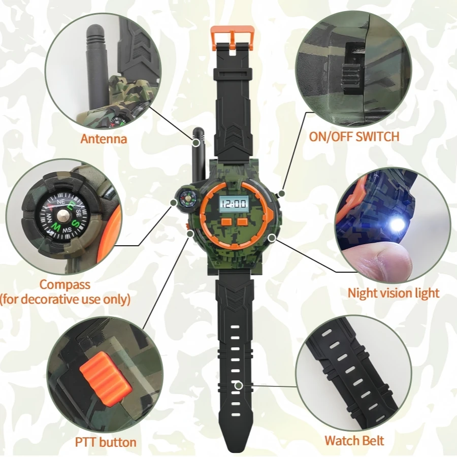 2PCSRechargeableWalkieTalkiesforKids,Two-WayRadioWalkyTalkywithFlashlightandCompass,200MeterTransmissionRange,Out