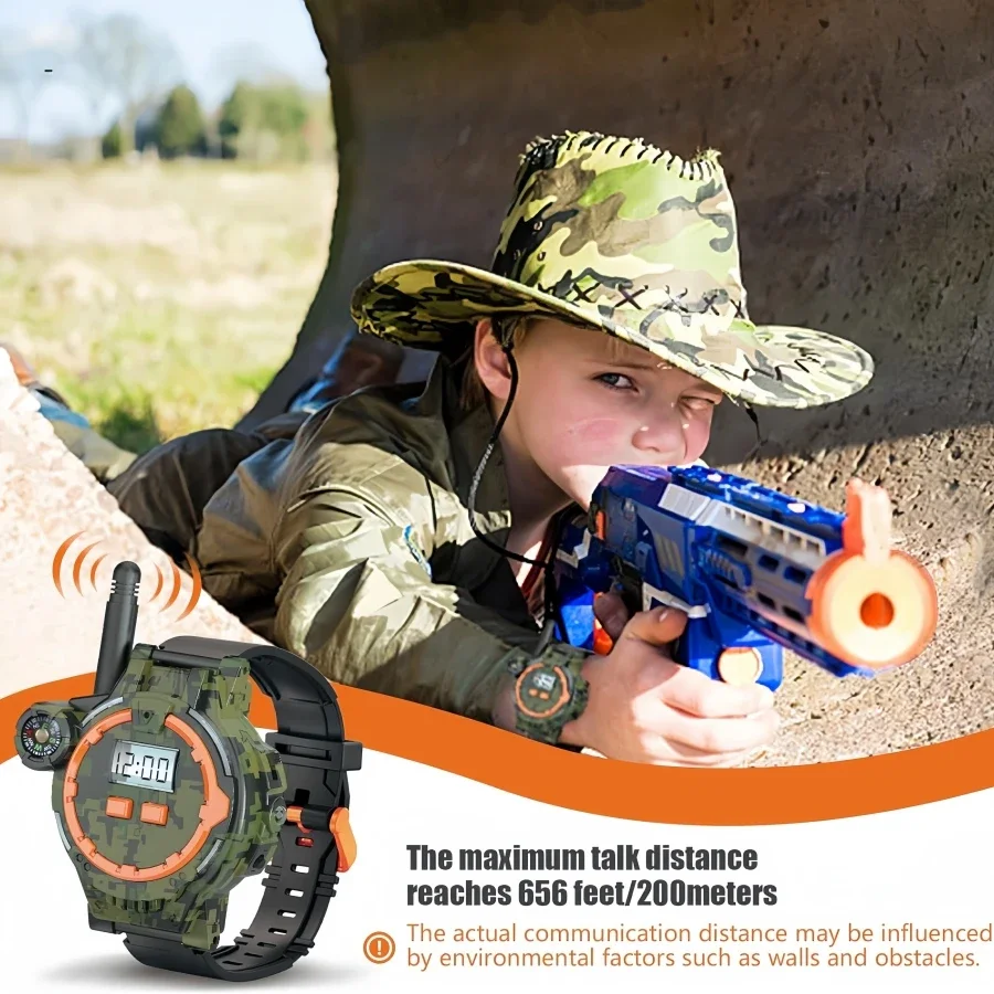 2PCSRechargeableWalkieTalkiesforKids,Two-WayRadioWalkyTalkywithFlashlightandCompass,200MeterTransmissionRange,Out