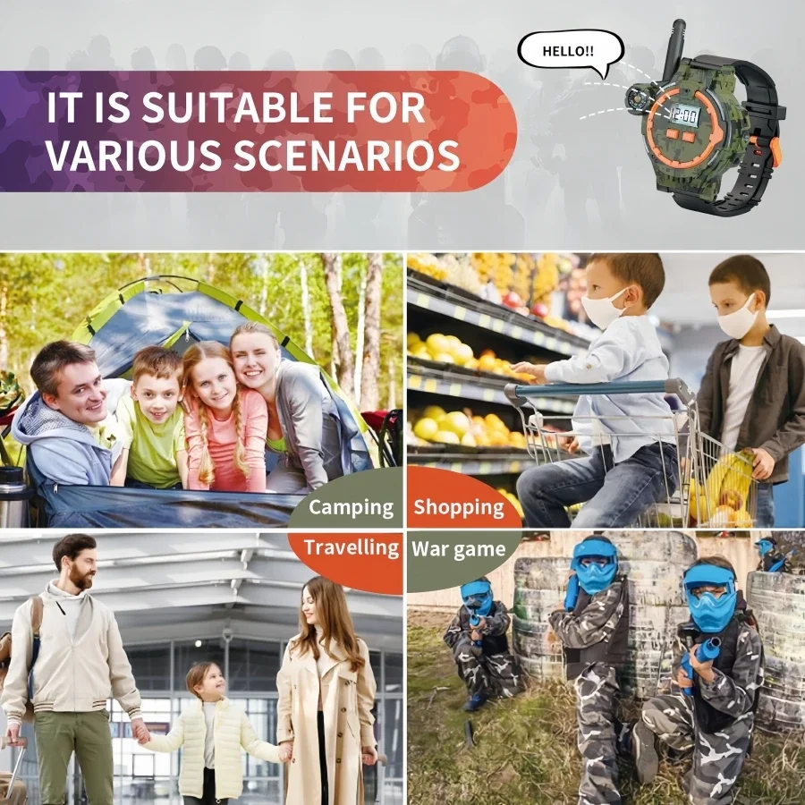 2PCSRechargeableWalkieTalkiesforKids,Two-WayRadioWalkyTalkywithFlashlightandCompass,200MeterTransmissionRange,Out