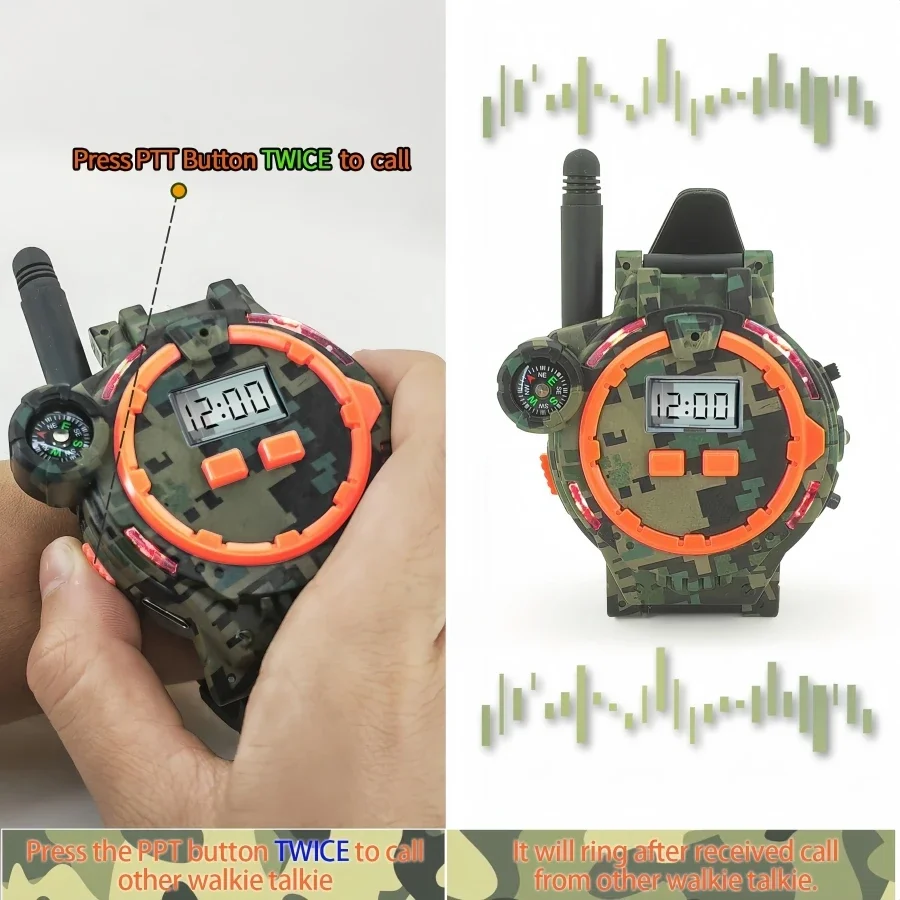 2PCSRechargeableWalkieTalkiesforKids,Two-WayRadioWalkyTalkywithFlashlightandCompass,200MeterTransmissionRange,Out