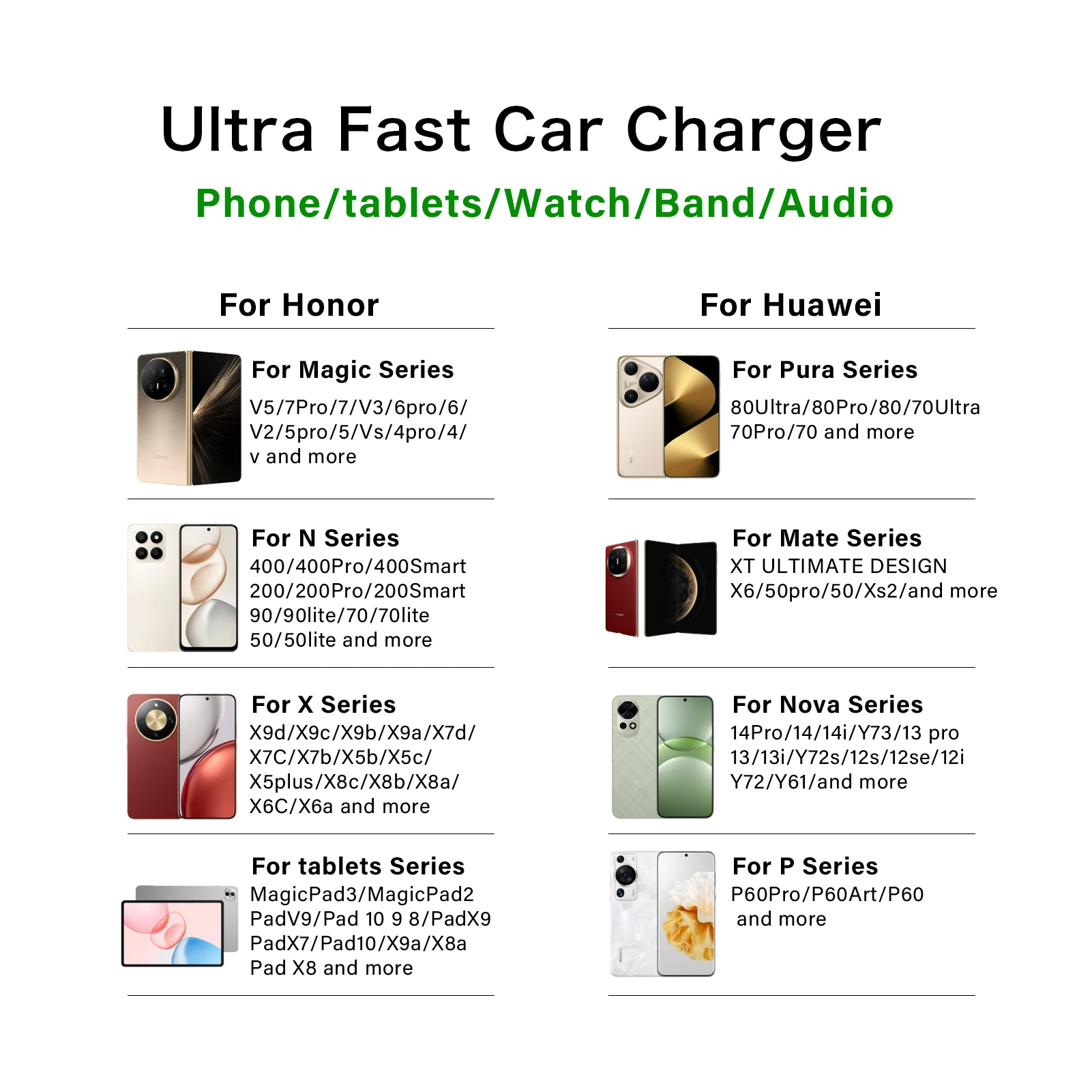 6A 66W car charger for Honor Magic V 5 3 7 6 400 200 90 70 50 X9d X7C cigarette lighter USB charger for Huawei car phone adapter