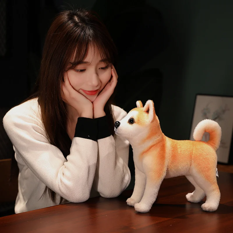 Simulation Akita Inu Male Plush Toy Dog Doll - Kids' Pet Shiba Inu Comforting Sleep Companion Pillow Toy, Soft Stuffed Animal Fo
